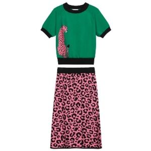Vibrant Green and Pink Leopard Sweater and sweater skirt